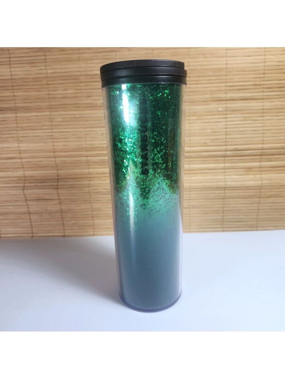 Starbucks Glitter Tumbler • 16 oz • Green Gradient • Double Wall Cup